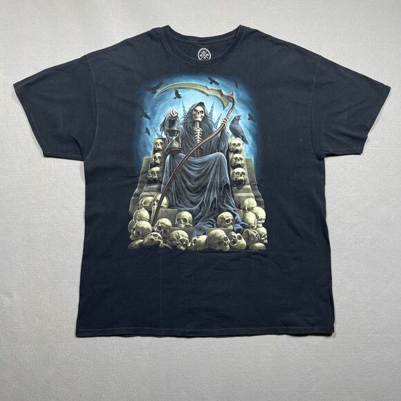 DOM Shirt Men Size 2XL Black Grim Reaper in Skeleton Throne - It’s About The Art - Picture 1 of 8